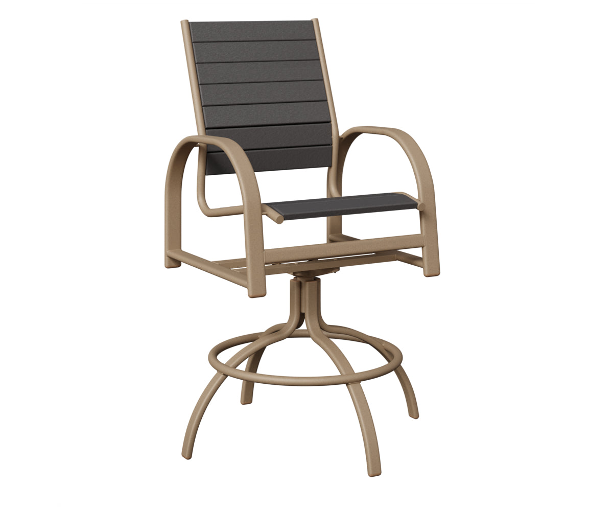 Berlin Gardens Murphy Poly Swivel Bar Chair in Oak Wood Vein, Smoke Gray slats