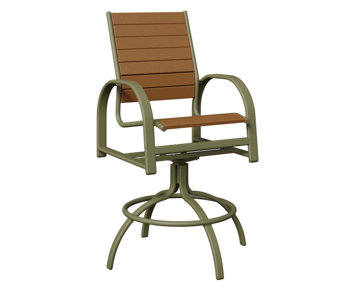 Berlin Gardens Murphy Poly Swivel Bar Chair in Green Sage, Cedar slats
