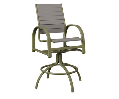 Berlin Gardens Murphy Poly Swivel Bar Chair in Green Sage, Light Gray slats
