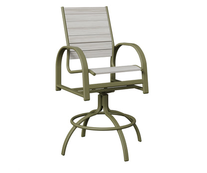Berlin Gardens Murphy Poly Swivel Bar Chair in Green Sage, Seashell slats