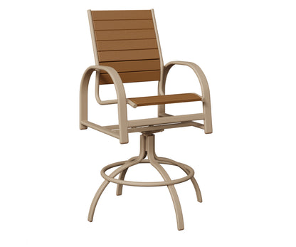 Berlin Gardens Murphy Poly Swivel Bar Chair in Sahara Speckle, Cedar slats