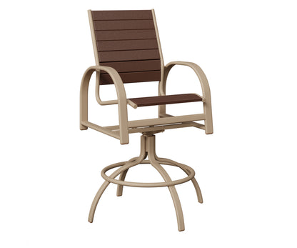 Berlin Gardens Murphy Poly Swivel Bar Chair in Sahara Speckle, Chocolate Brown slats