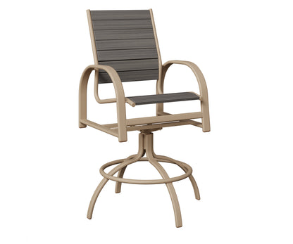 Berlin Gardens Murphy Poly Swivel Bar Chair in Sahara Speckle, Coastal Gray slats