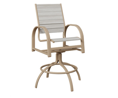 Berlin Gardens Murphy Poly Swivel Bar Chair in Sahara Speckle, Seashell slats
