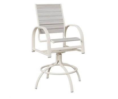 Berlin Gardens Murphy Poly Swivel Bar Chair in White, Seashell slats