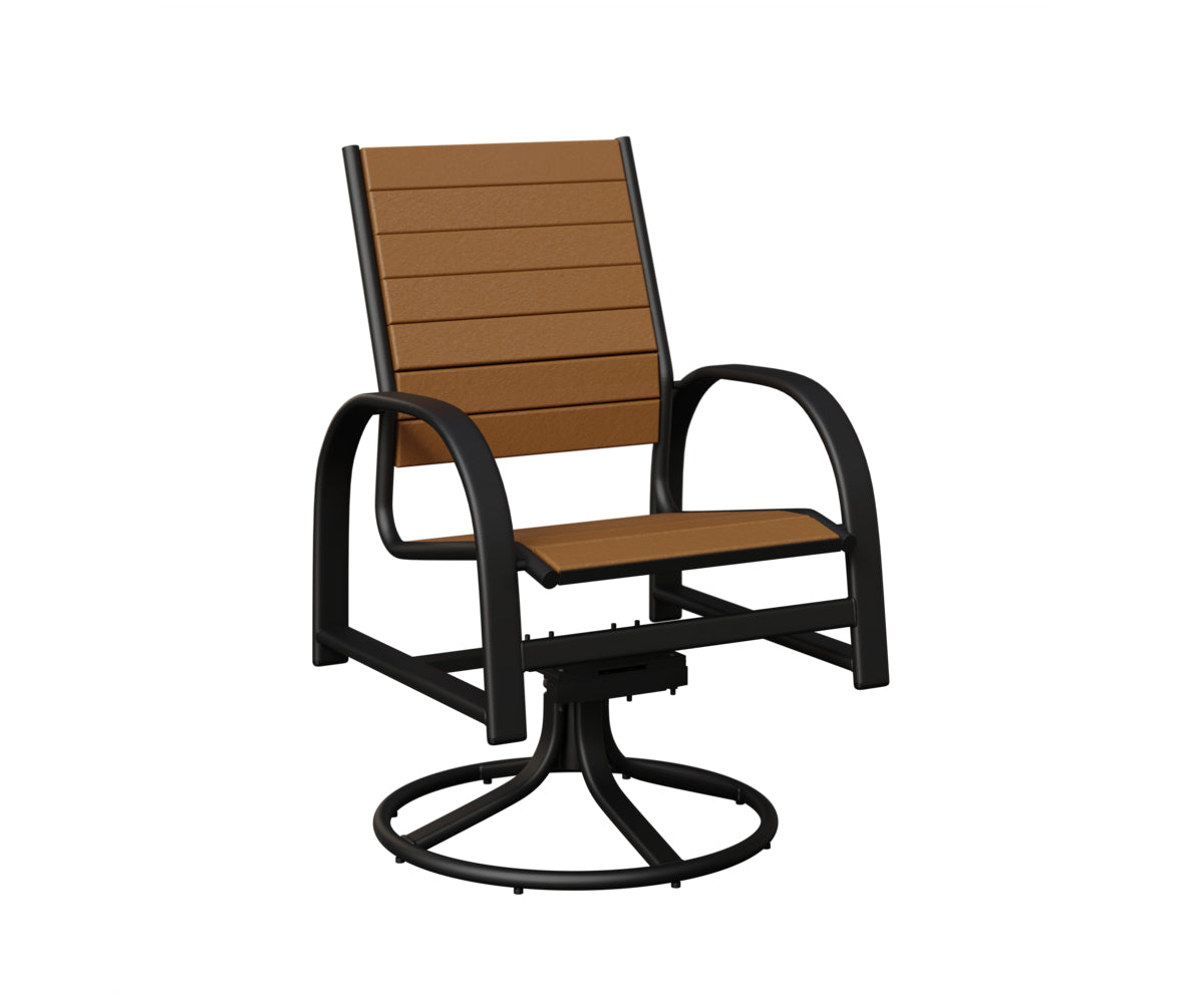 Berlin Gardens Murphy Poly Swivel Rocker Dining Chair in Black, Cedar slats