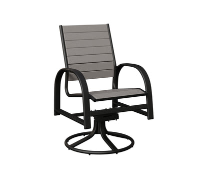 Berlin Gardens Murphy Poly Swivel Rocker Dining Chair in Black, Light Gray slats