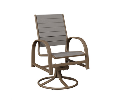 Berlin Gardens Murphy Poly Swivel Rocker Dining Chair in Clay, Light Gray slats