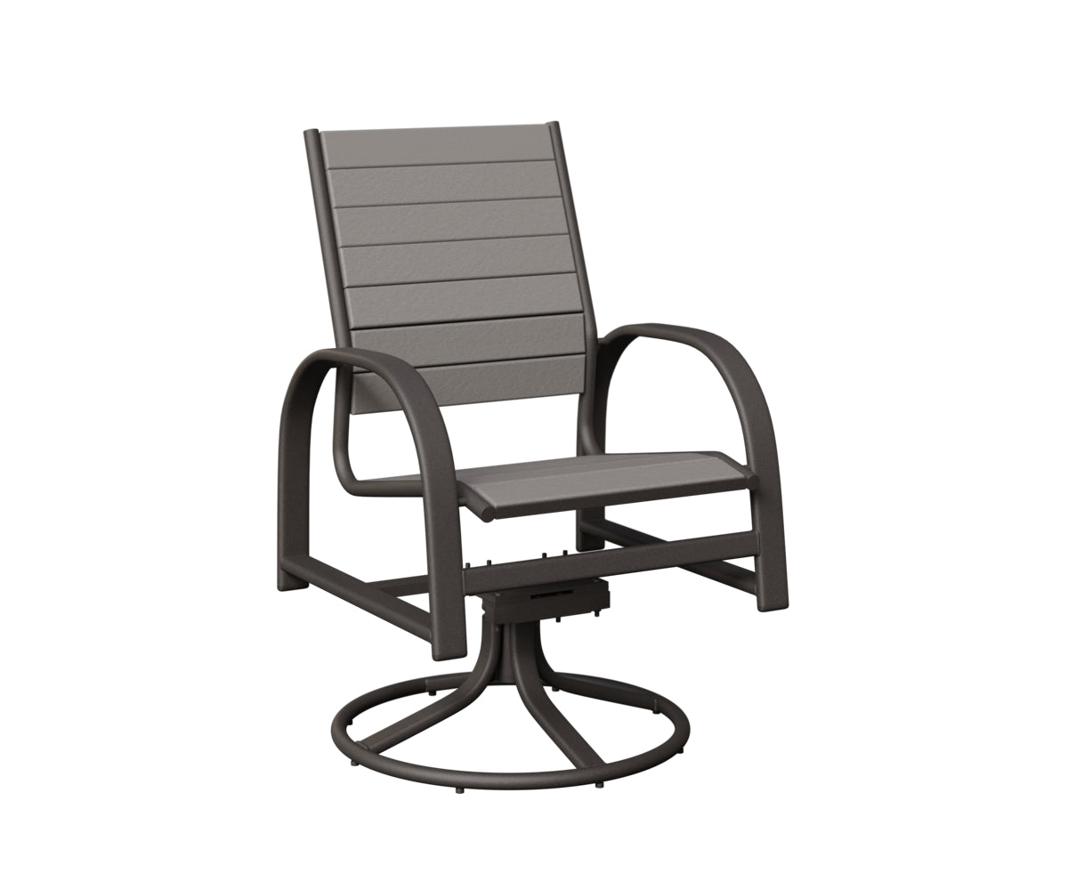 Berlin Gardens Murphy Poly Swivel Rocker Dining Chair in Granite Speckle, Light Gray slats