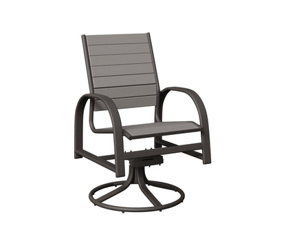 Berlin Gardens Murphy Poly Swivel Rocker Dining Chair in Granite Speckle, Light Gray slats