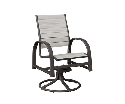 Berlin Gardens Murphy Poly Swivel Rocker Dining Chair in Granite Speckle, Seashell slats