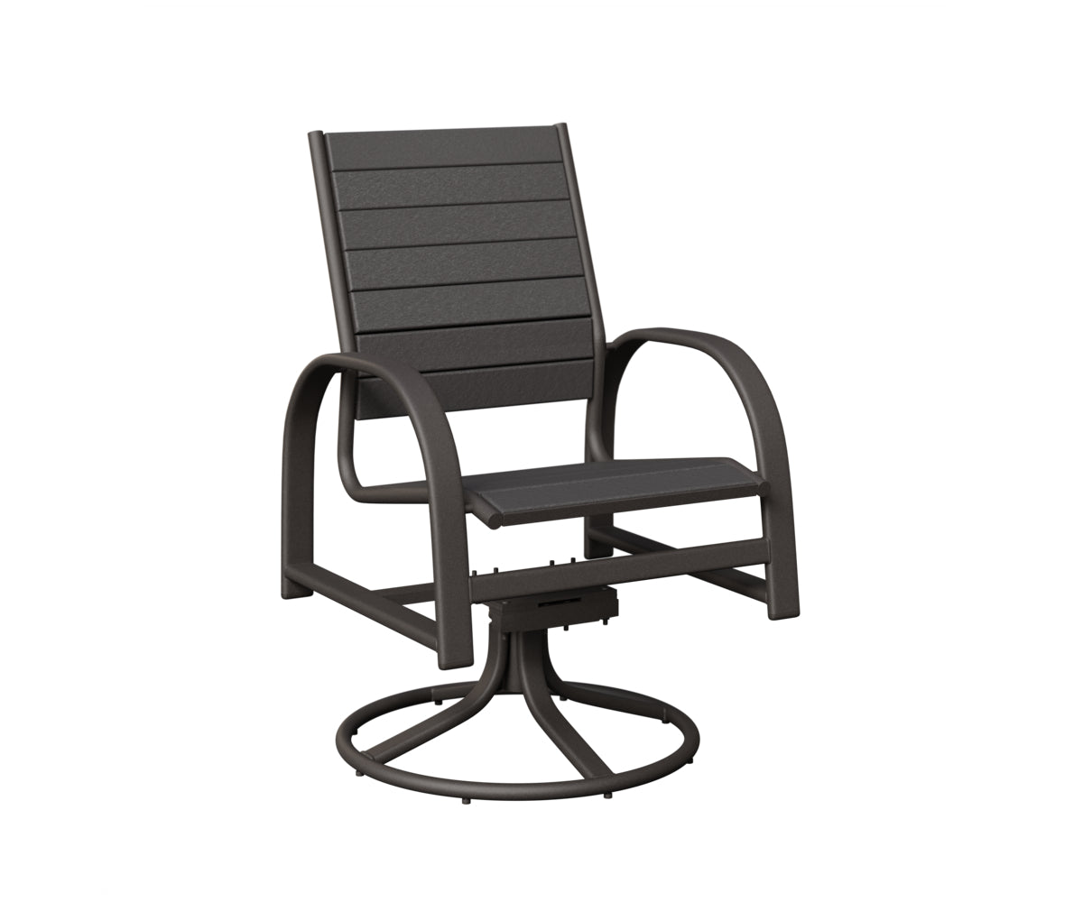 Berlin Gardens Murphy Poly Swivel Rocker Dining Chair in Granite Speckle, Smoke Gray slats