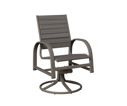 Berlin Gardens Murphy Poly Swivel Rocker Dining Chair in Graphite, Coastal Gray slats