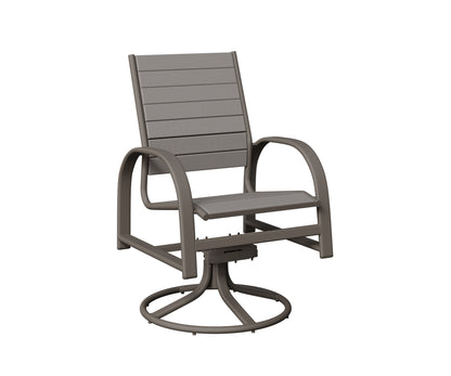 Berlin Gardens Murphy Poly Swivel Rocker Dining Chair in Graphite, Light Gray slats