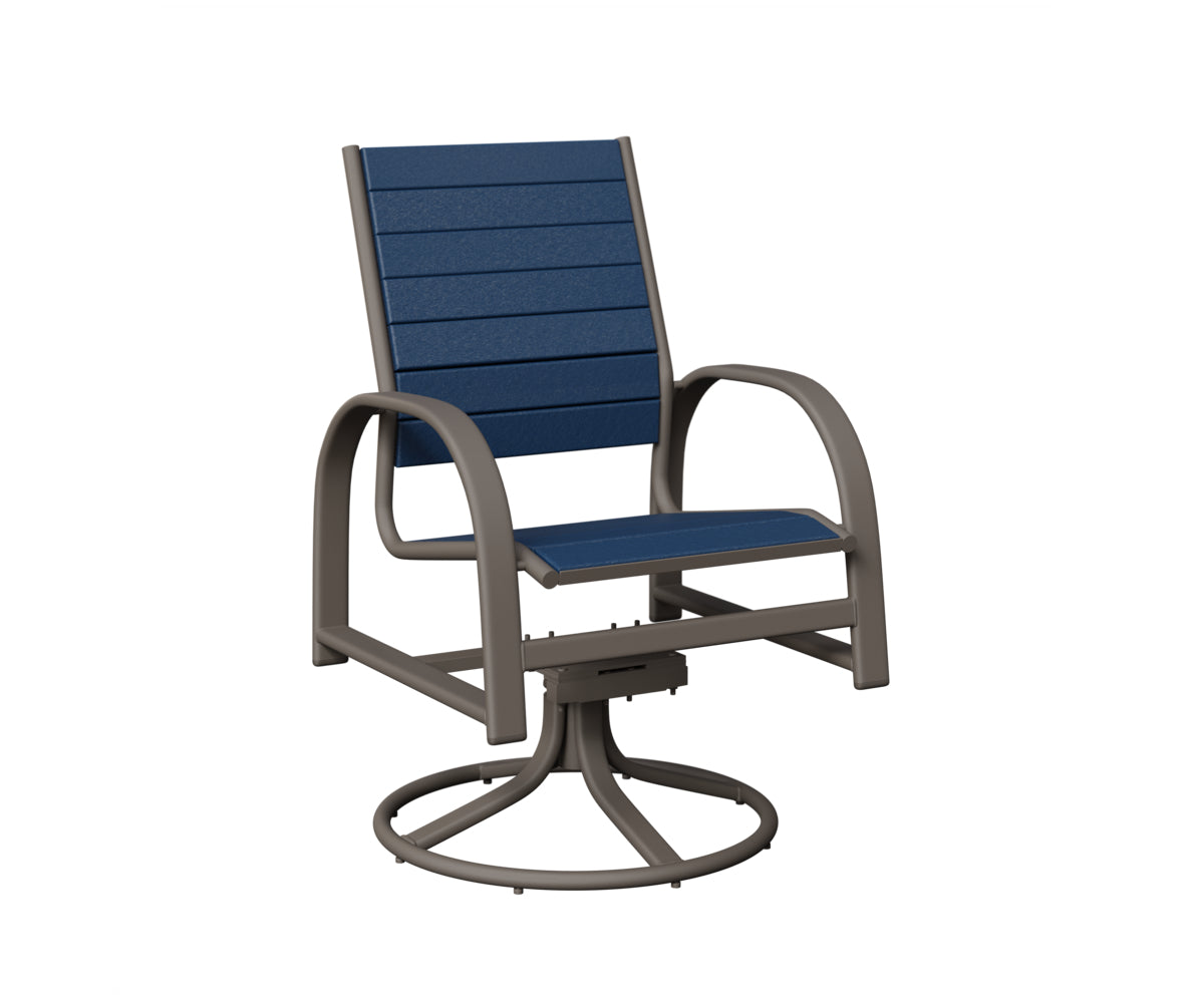 Berlin Gardens Murphy Poly Swivel Rocker Dining Chair in Graphite, Navy Blue slats