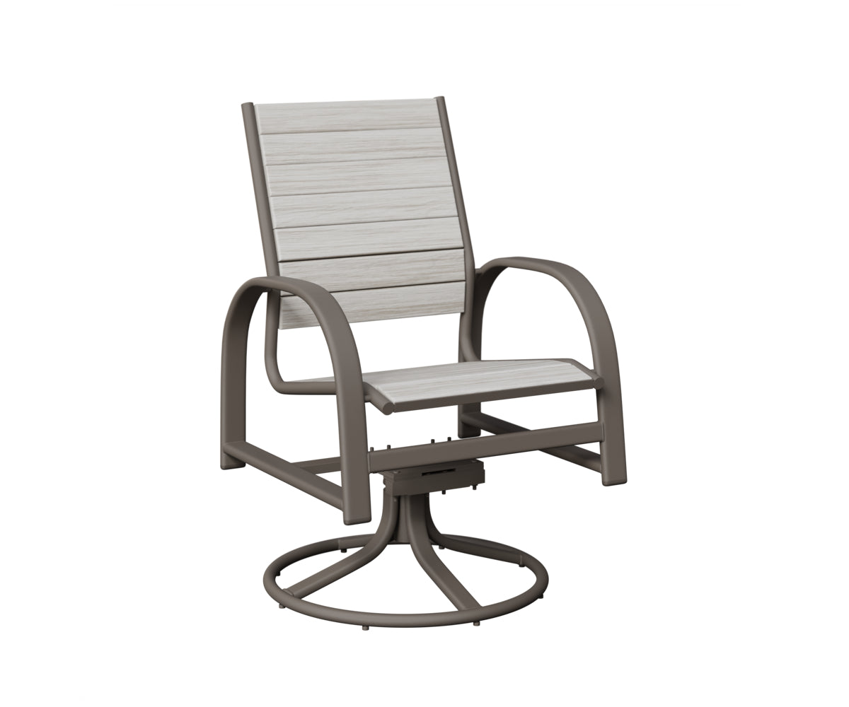 Berlin Gardens Murphy Poly Swivel Rocker Dining Chair in Graphite, Seashell slats