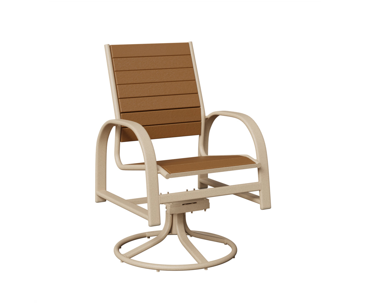 Berlin Gardens Murphy Poly Swivel Rocker Dining Chair in Luna Multi, Cedar slats