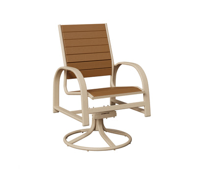 Berlin Gardens Murphy Poly Swivel Rocker Dining Chair in Luna Multi, Cedar slats