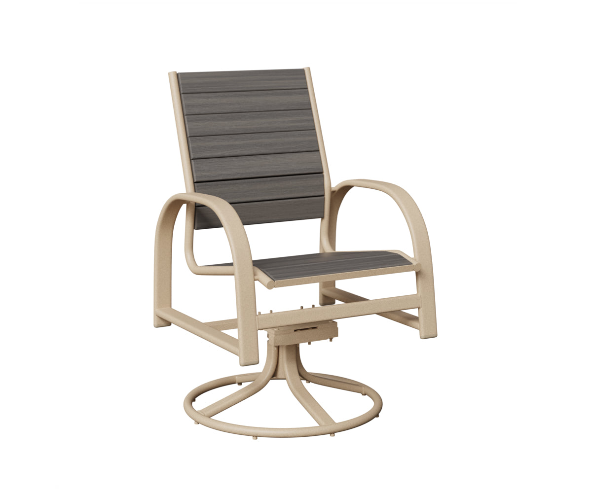 Berlin Gardens Murphy Poly Swivel Rocker Dining Chair in Luna Multi, Coastal Gray slats