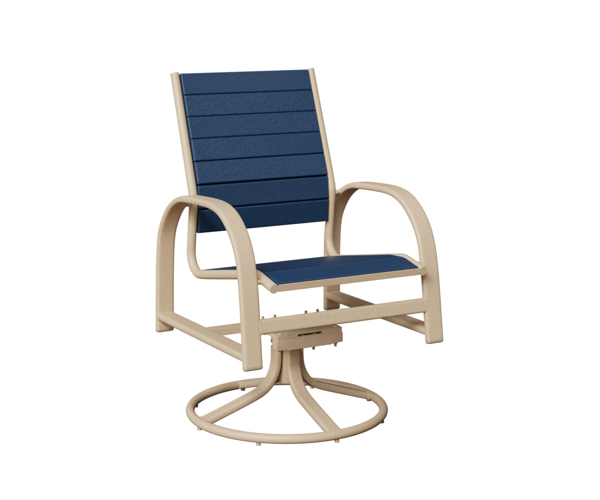 Berlin Gardens Murphy Poly Swivel Rocker Dining Chair in Luna Multi, Navy Blue slats