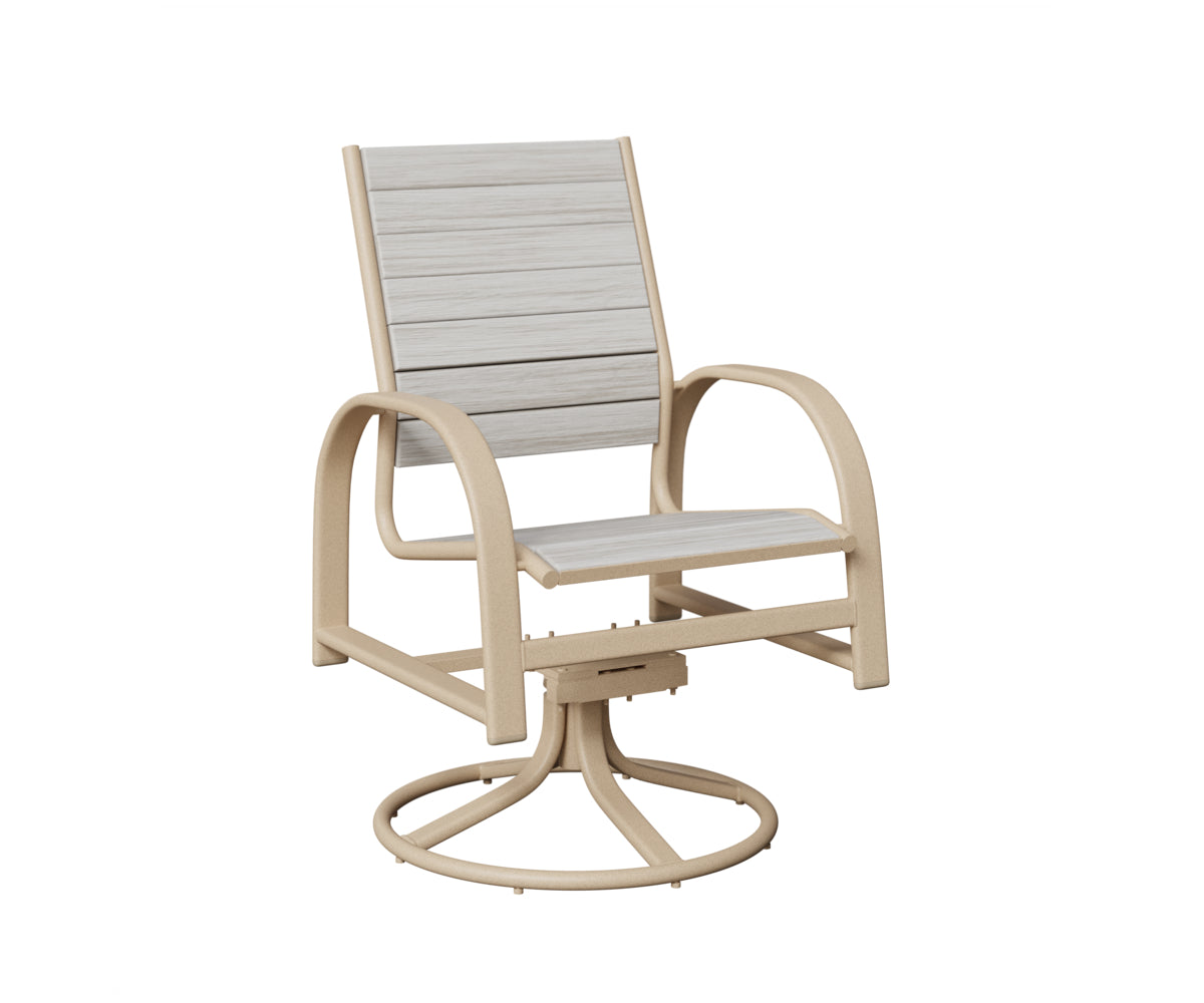 Berlin Gardens Murphy Poly Swivel Rocker Dining Chair in Luna Multi, Seashell slats