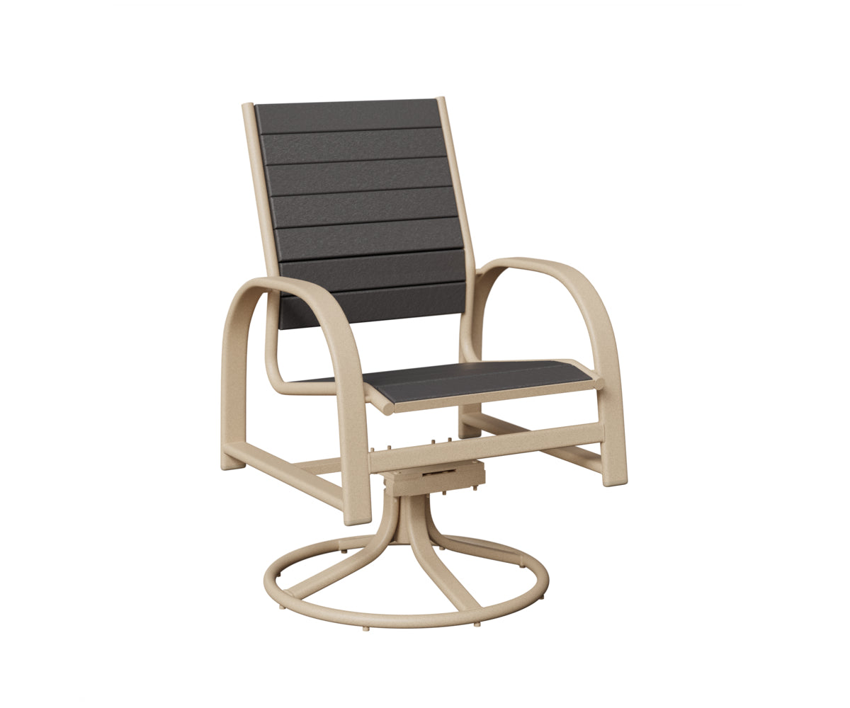 Berlin Gardens Murphy Poly Swivel Rocker Dining Chair in Luna Multi, Smoke Gray slats