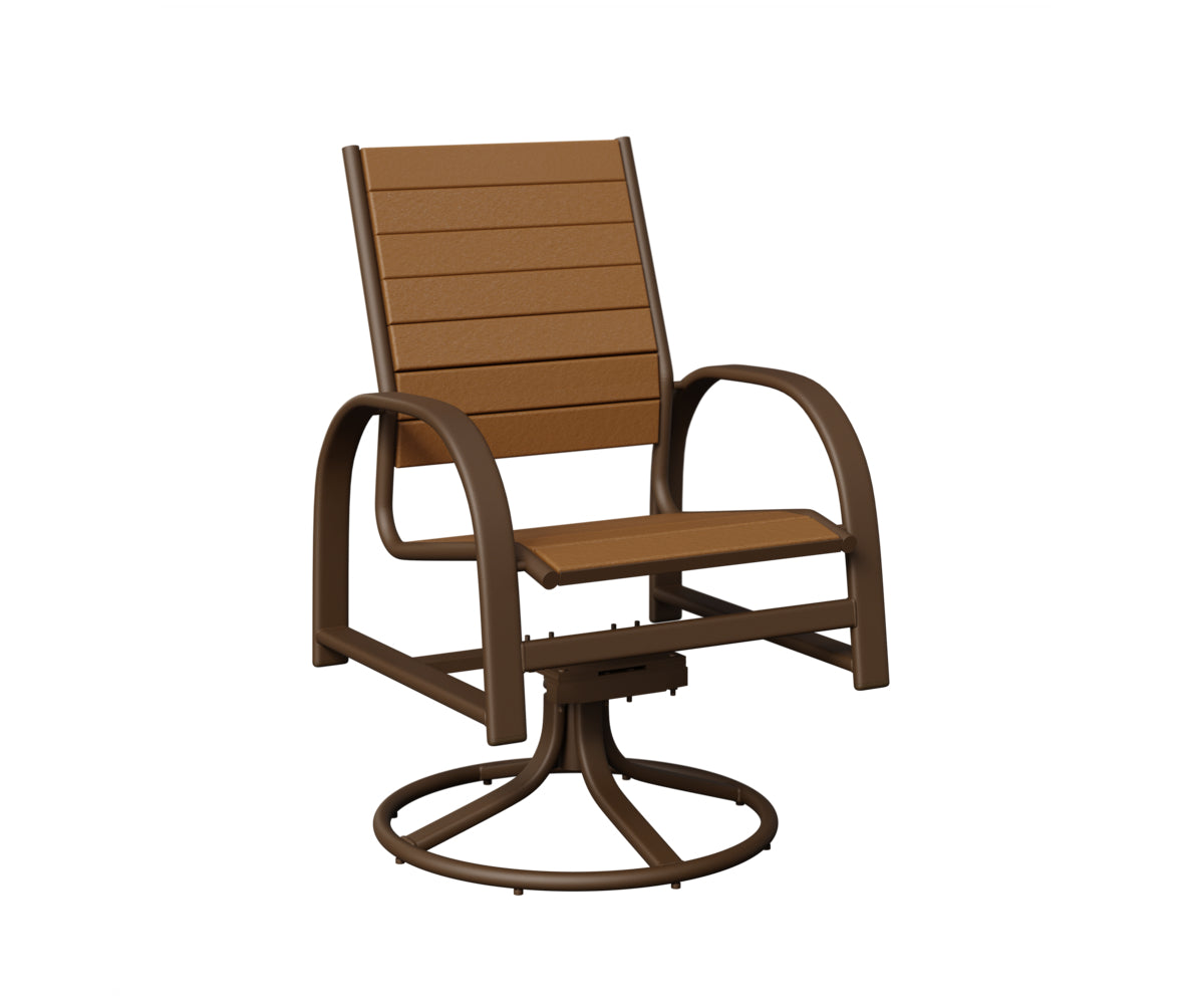 Berlin Gardens Murphy Poly Swivel Rocker Dining Chair in Mesquite Wood Vein, Cedar slats