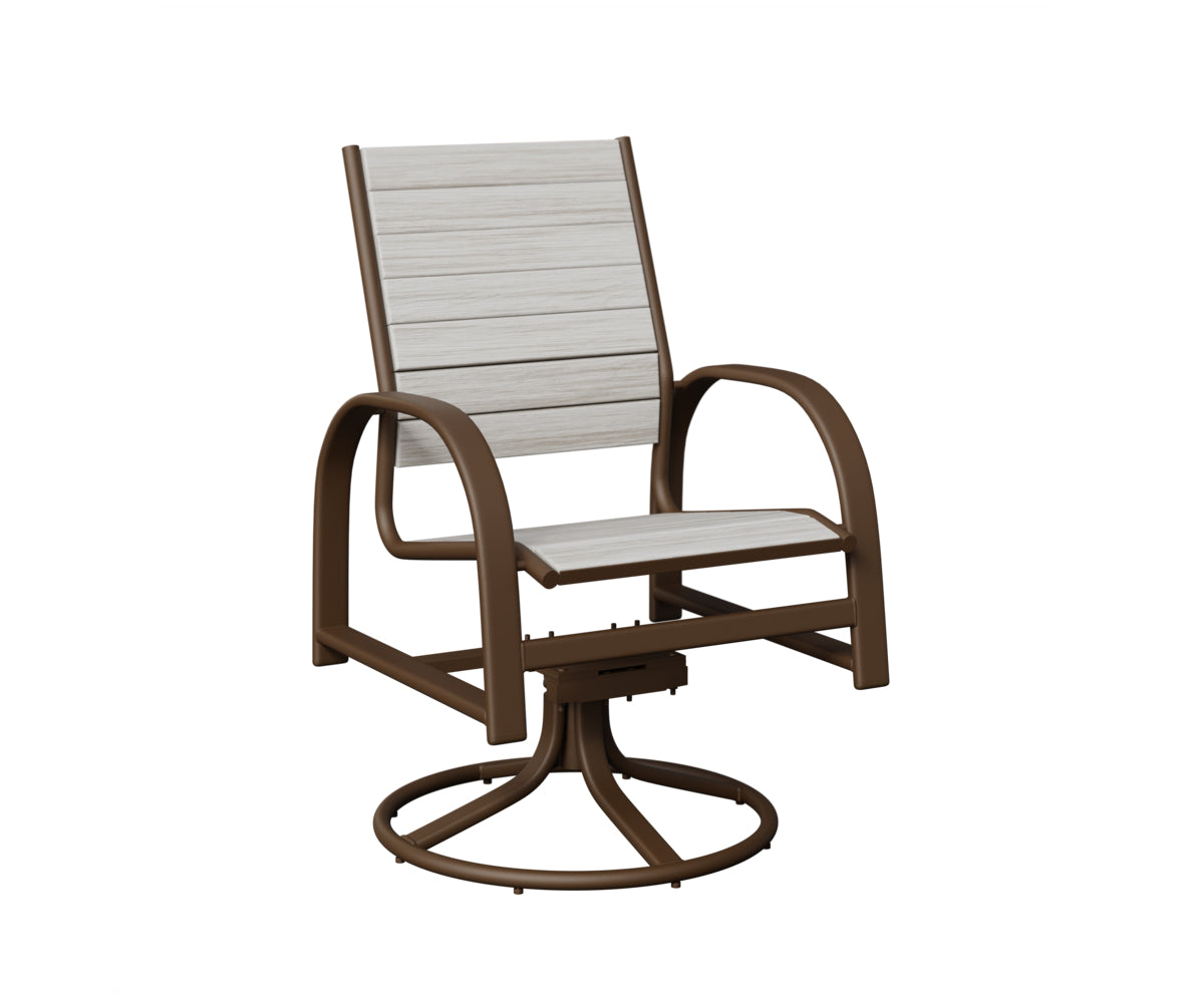 Berlin Gardens Murphy Poly Swivel Rocker Dining Chair in Mesquite Wood Vein, Seashell slats