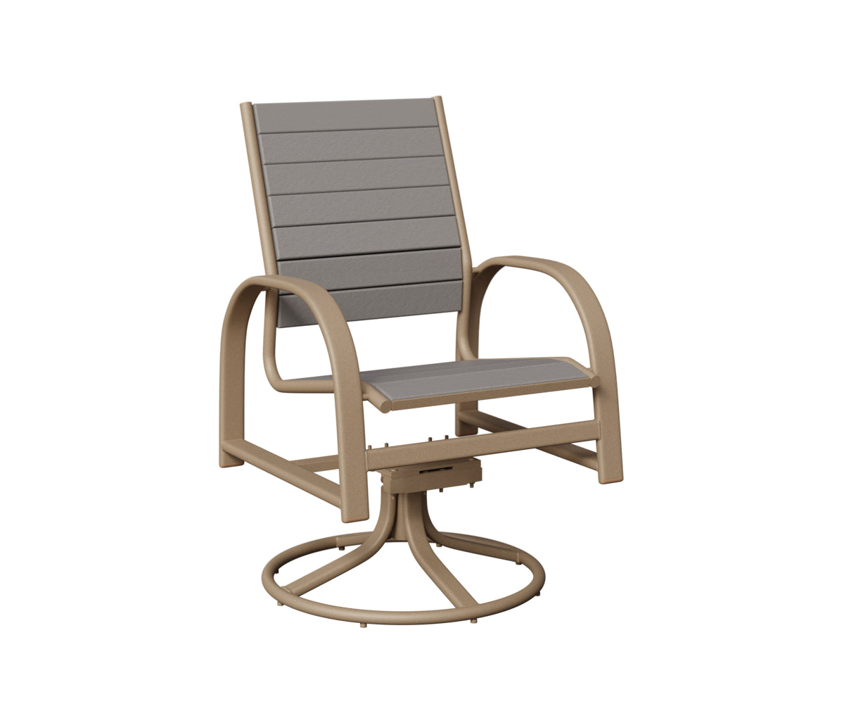 Berlin Gardens Murphy Poly Swivel Rocker Dining Chair in Oak Wood Vein, Light Gray slats