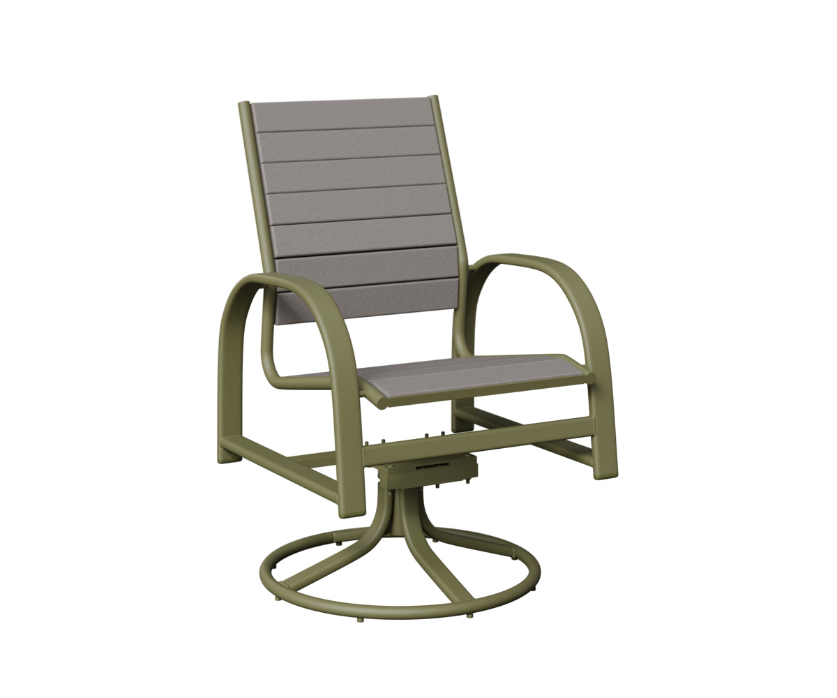 Berlin Gardens Murphy Poly Swivel Rocker Dining Chair in Green Sage, Light Gray slats
