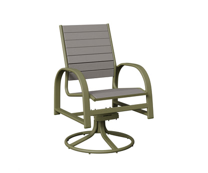Berlin Gardens Murphy Poly Swivel Rocker Dining Chair in Green Sage, Light Gray slats