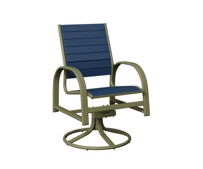 Berlin Gardens Murphy Poly Swivel Rocker Dining Chair in Green Sage, Navy Blue slats