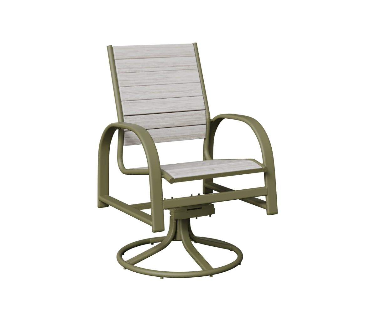 Berlin Gardens Murphy Poly Swivel Rocker Dining Chair in Green Sage, Seashell slats