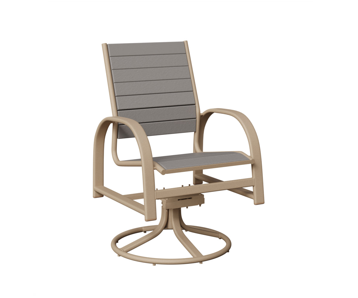 Berlin Gardens Murphy Poly Swivel Rocker Dining Chair in Sahara Speckle, Light Gray slats