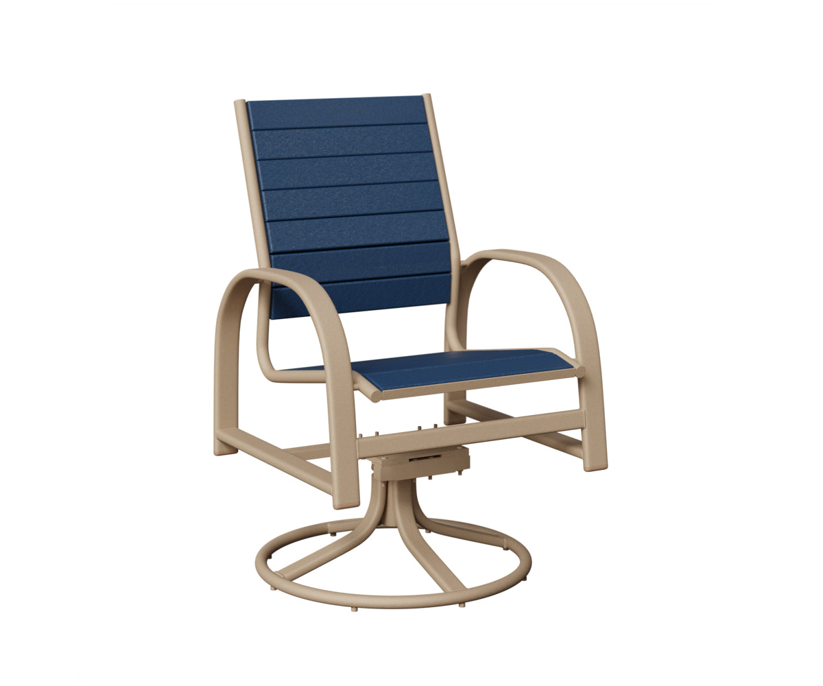 Berlin Gardens Murphy Poly Swivel Rocker Dining Chair in Sahara Speckle, Navy Blue slats