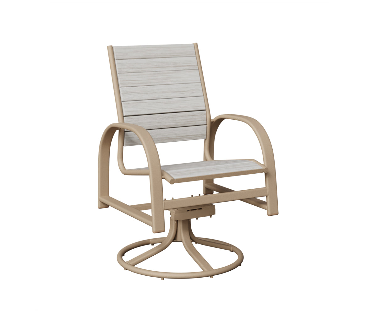 Berlin Gardens Murphy Poly Swivel Rocker Dining Chair in Sahara Speckle, Seashell slats