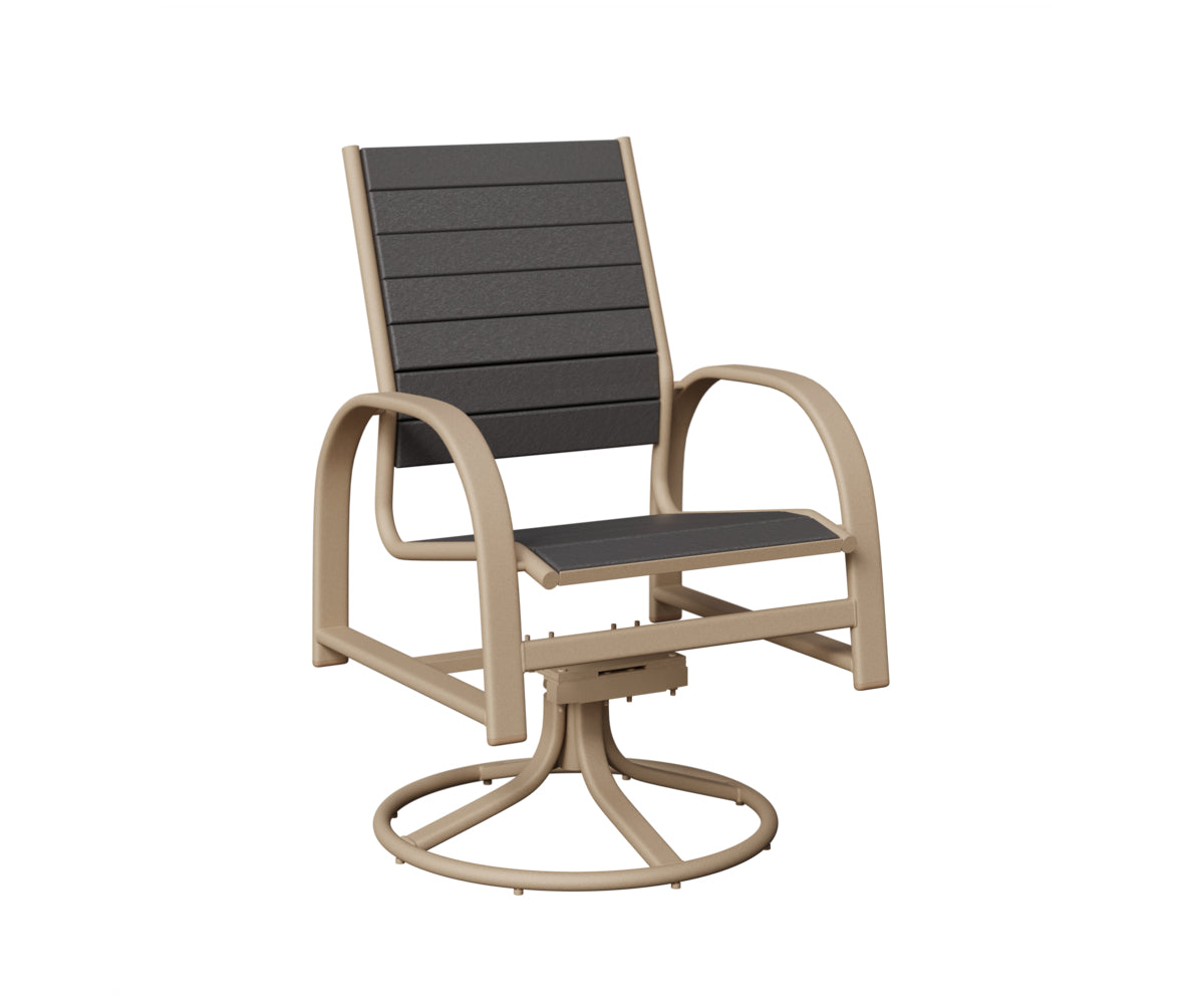 Berlin Gardens Murphy Poly Swivel Rocker Dining Chair in Sahara Speckle, Smoke Gray slats