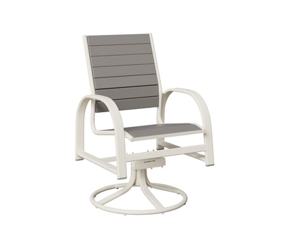 Berlin Gardens Murphy Poly Swivel Rocker Dining Chair in White, Light Gray slats