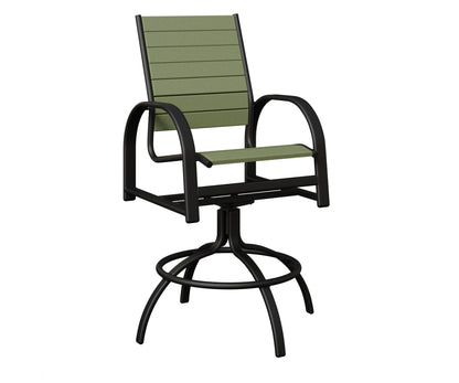 Berlin Gardens Murphy Poly Swivel Bar Chair in Black, Sage slats