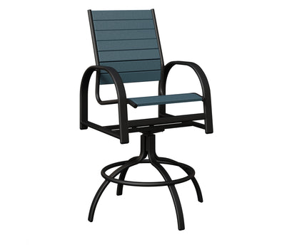 Berlin Gardens Murphy Poly Swivel Bar Chair in Black, Slate slats