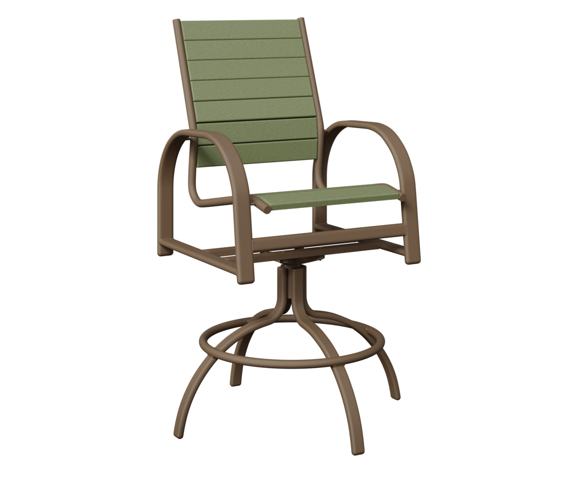 Berlin Gardens Murphy Poly Swivel Bar Chair in Clay, Sage slats
