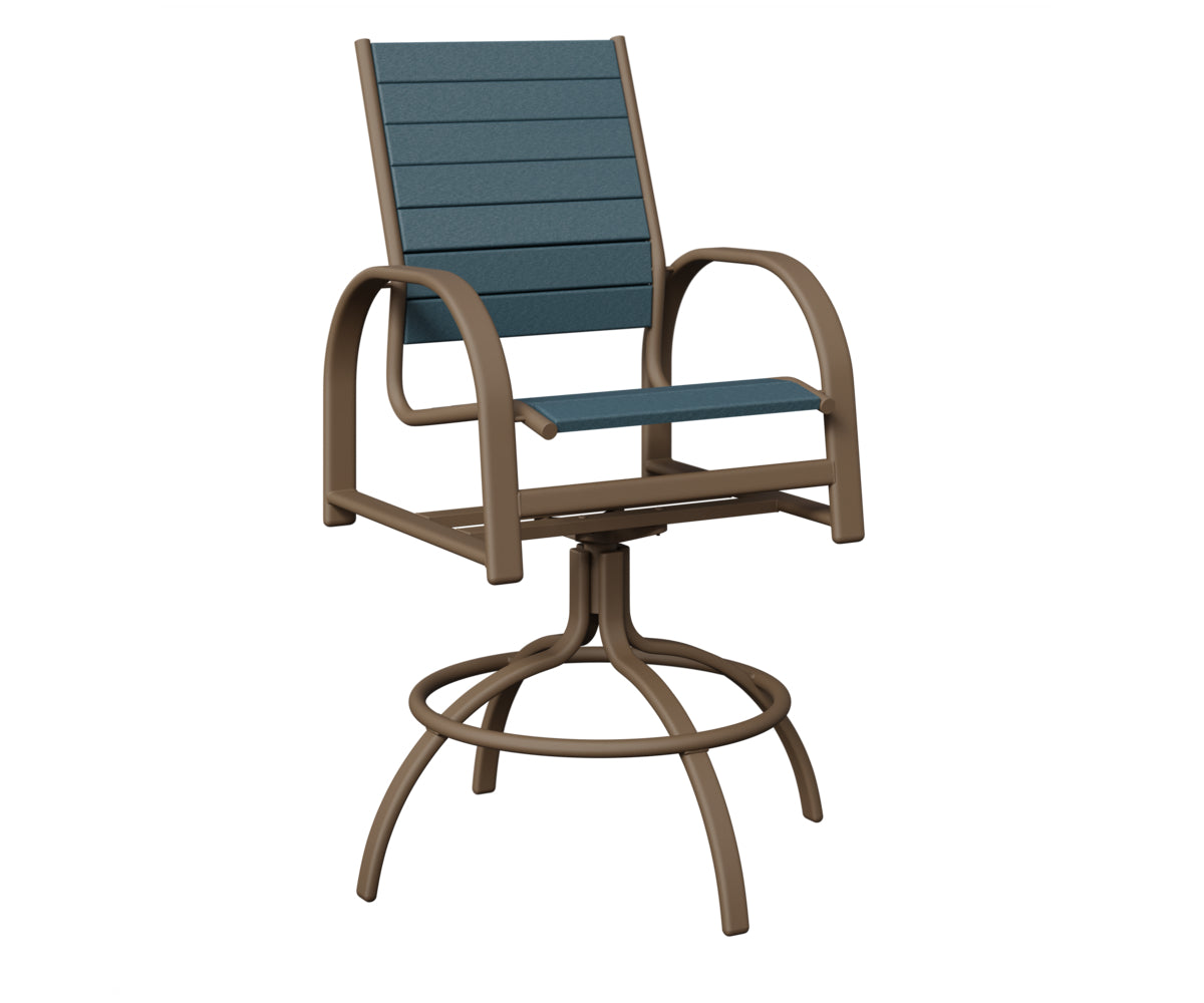 Berlin Gardens Murphy Poly Swivel Bar Chair in Clay, Slate slats