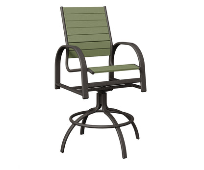 Berlin Gardens Murphy Poly Swivel Bar Chair in Granite Speckle, Sage slats