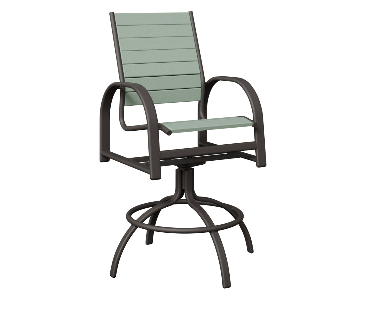Berlin Gardens Murphy Poly Swivel Bar Chair in Granite Speckle, Sea Foam slats