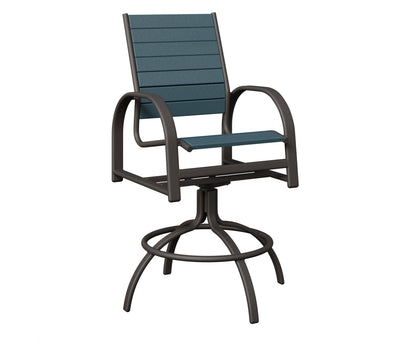 Berlin Gardens Murphy Poly Swivel Bar Chair in Granite Speckle, Slate slats