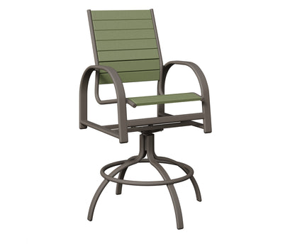 Berlin Gardens Murphy Poly Swivel Bar Chair in Graphite, Sage slats