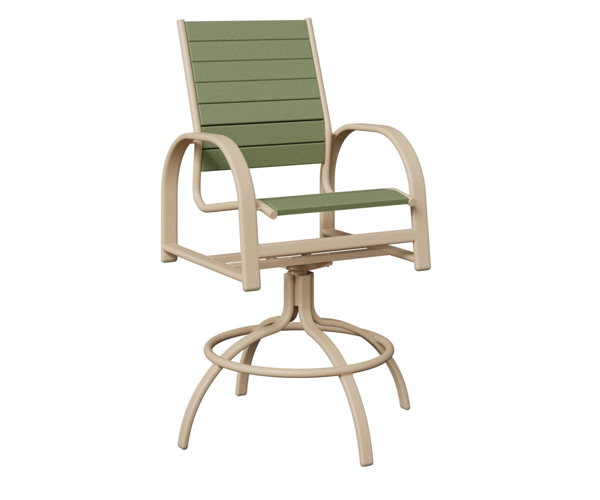 Berlin Gardens Murphy Poly Swivel Bar Chair in Luna Multi, Sage slats