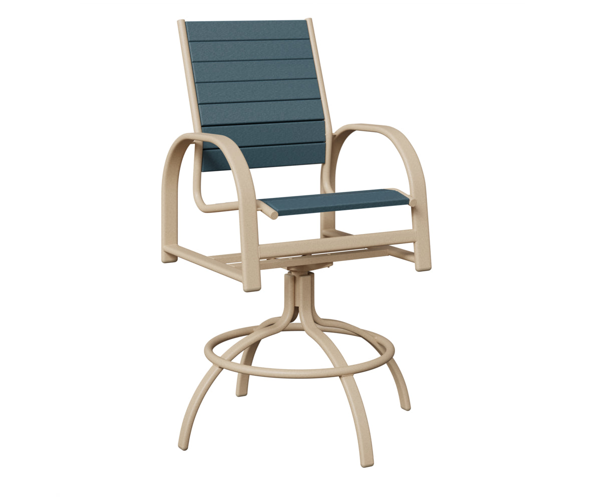 Berlin Gardens Murphy Poly Swivel Bar Chair in Luna Multi, Slate slats