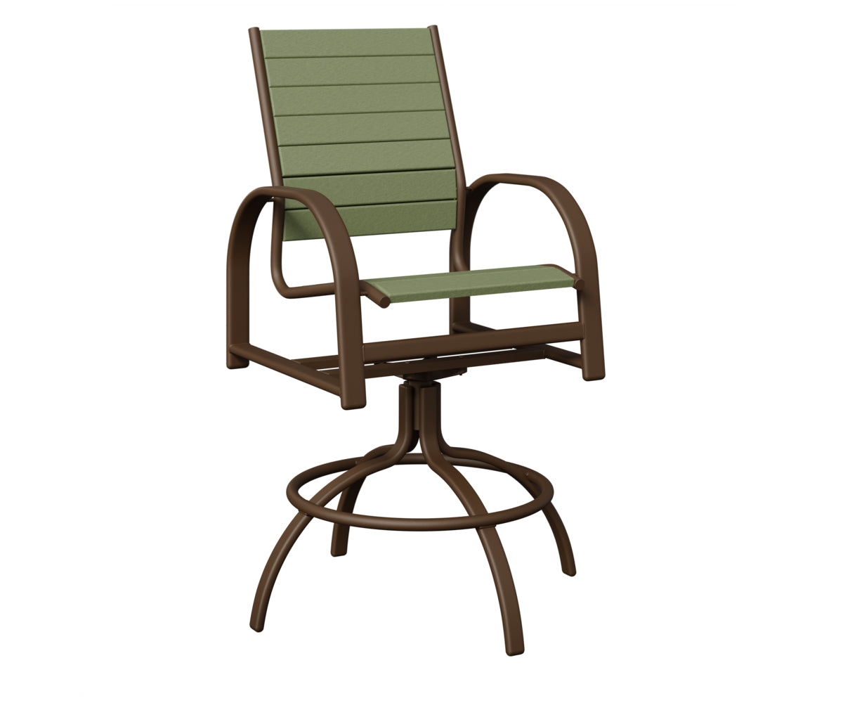 Berlin Gardens Murphy Poly Swivel Bar Chair in Mesquite Wood Vein, Sage slats
