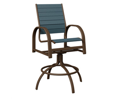 Berlin Gardens Murphy Poly Swivel Bar Chair in Mesquite Wood Vein, Slate slats